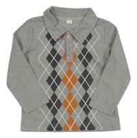 Šedé melírované mikinotriko s károvaným vzorem a límečkem SHEIN