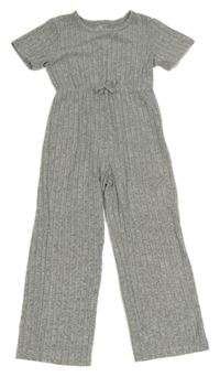 Šedý melírovaný žebrovaný úpletový kalhotový overal SHEIN