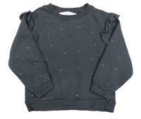 Tmavošedá puntíkatá mikina s volánky H&M