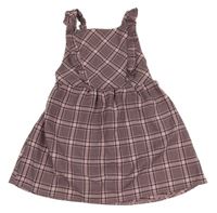 Růžovo-černo-bílé kostkovano/kárované vzorované šaty s volánky PRIMARK