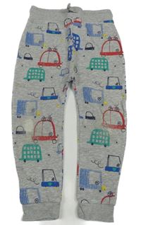 Šedé melírované tepláky s auty St. Bernard