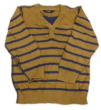 Bronzovo-tmavomodrý pruhovaný svetr George