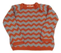 Šedomodro-tmavooranžový vzorovaný melírovaný svetr John Lewis