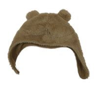 Hnědá kožešinová beranice s oušky F&F