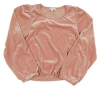 Růžová sametová crop mikina btween