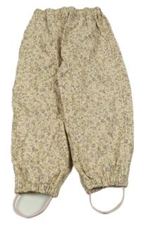 Světlebéžové nepromokavé kalhoty s kytičkami WHEAT