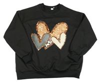 Černá mikina se srdíčky 