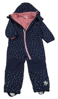 Tmavomodrá softshelllová zateplená kombinéza s hvězdičkami a kapucí Topomini