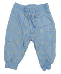Světlemodré cargo tepláky s palmami a ananasy a nápisy Juniors Baby