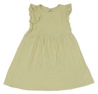 Světležluté žebrované šaty s volánky H&M