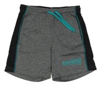 Tmavošedo-černé melírované sportovní kraťasy s nápisy YIGGA