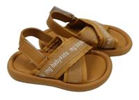 Nové - hnědé koženkovo/textilní sandály s nápisem MG BABY vel. 22