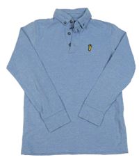 Modré melírované mikinotriko s nášivkou a límečkem Next