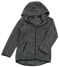 Tmavošedo-černá melírovaná fleecová propínací mikina s kapucí Kiki&Koko