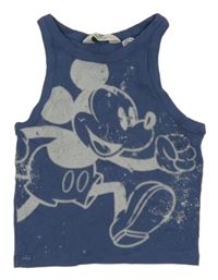 Modro/tmavomodrý žebrovaný crop top s Mickey H&M