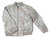 Stříbrný koženkový podzimní bomber Tokyo Laundry