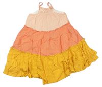 Lososovo-růžovo-hořčicové třpytivé šaty Matalan