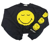Černá crop mikina se smajlíky H&M