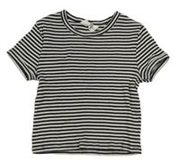 Černo-bílé pruhované žebrované crop tričko H&M