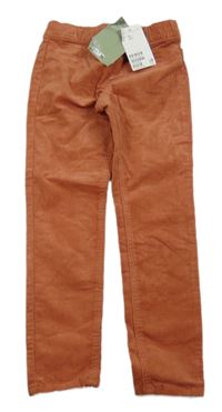 Nové - Hnědé manšestrové elastické skinny kalhoty H&M