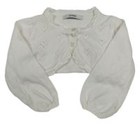 Bílé propínací svetrové bolerko s perforovanými srdíčky George