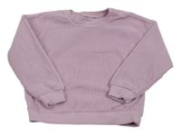 Růžová žebrovaná sametová mikina Sinsay