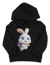 Černá mikina s králíkem a kapucí