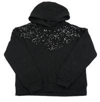 Černá mikina s flitry a kapucí Jeff&Co