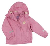 Růžová šusťáková zateplená bunda s kočkou a kapucí Impidimpi