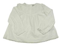 Bílá kostkovaná halenka s krajkou a volánky