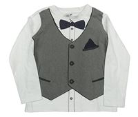 Bílo-šedé triko se sakem a motýlkem Dopodopo