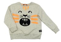 Světlešedá melírovaná mikina s tygrem George