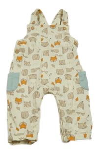 Krémové laclové tepláky se zvířaty a auty