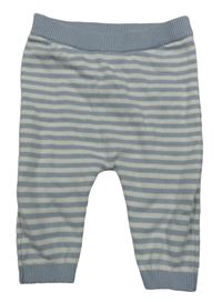 Světlemodro-bílé pruhované pletené tepláky Tu