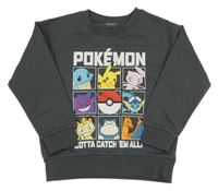 Tmavošedá mikina s Pokémony