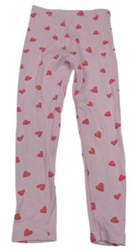 Růžové žebrované legíny se srdíčky Matalan