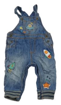 Modré riflové podšité laclové kalhoty s UFO a raketou Next