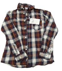 Nové - Vínovo-tmavomodro-bílá kostkovaná košile Mayoral