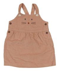 Růžové manšestrové laclové šaty s kočkou Lupilu