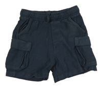 Tmavomodré teplákové cargo kraťasy Zara