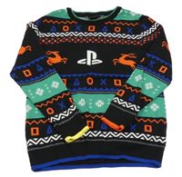 Černo-zelený vzorovaný svetr s logem PlayStation George