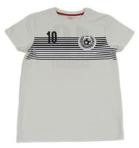 Bílé sportovní tričko s číslem a pruhy Yigga