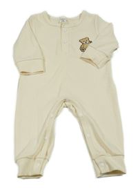 Krémový žebrovaný overal s medvědem Shein