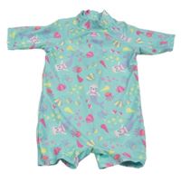 Tyrkysový UV overal s kočkami a mušlemi Kiki&Koko