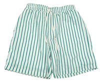 Bílo-zelené pruhované plážové kraťasy Shein