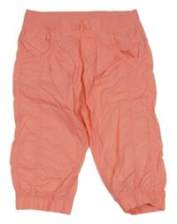 Korálové plátěné capri kalhoty s úpletovým pasem Page One Young