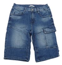 Modré riflové kraťasy s kapsou S. Oliver