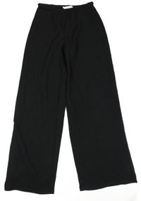 Černé žebrované široké kalhoty H&M