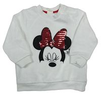 Bílá chlupatá mikina s Minnie s flitry H&M
