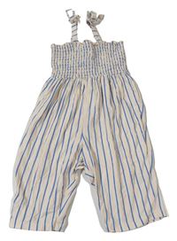 Béžovo-modré pruhované laclové kalhoty H&M